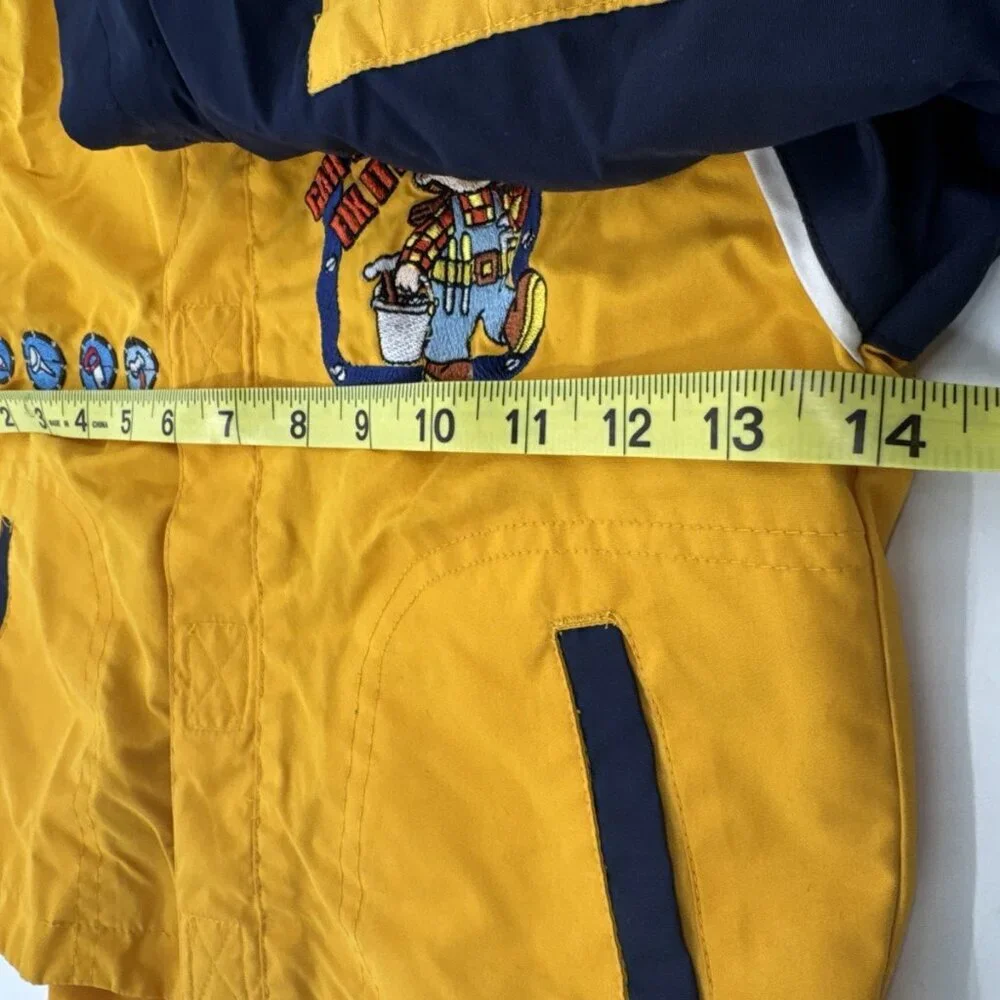 Vintage Bob The Builder Jacket Boys Toddler 4T Yellow Windbreaker Embroidered - Picture 9 of 14